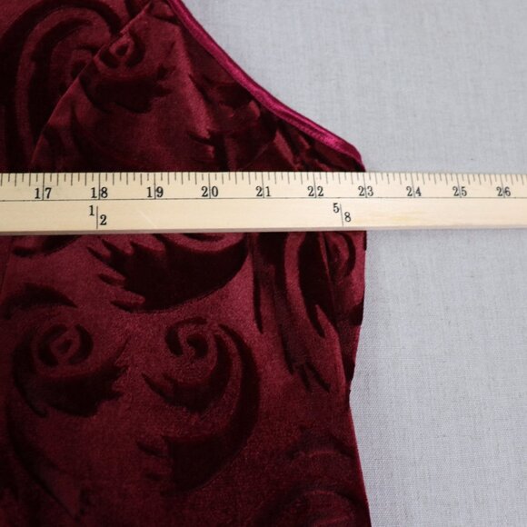 VTG Jalate Maxi Dress Women’s 22/24 Burgundy Velvet Burnout Whimsigoth - Picture 7 of 9